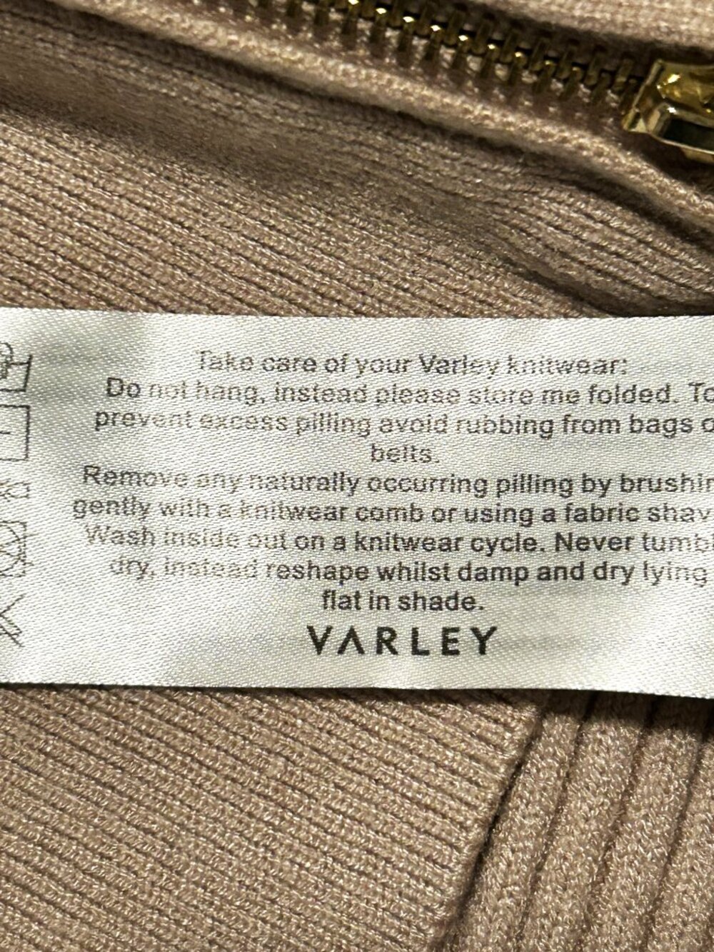 Varley Mayfair tan mock neck knit ribbed sweater, size S - Picture 4 of 7
